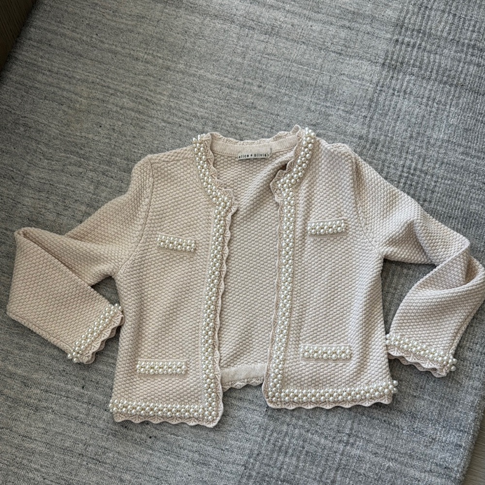 Alice + Olivia cream pearl sweater worn once